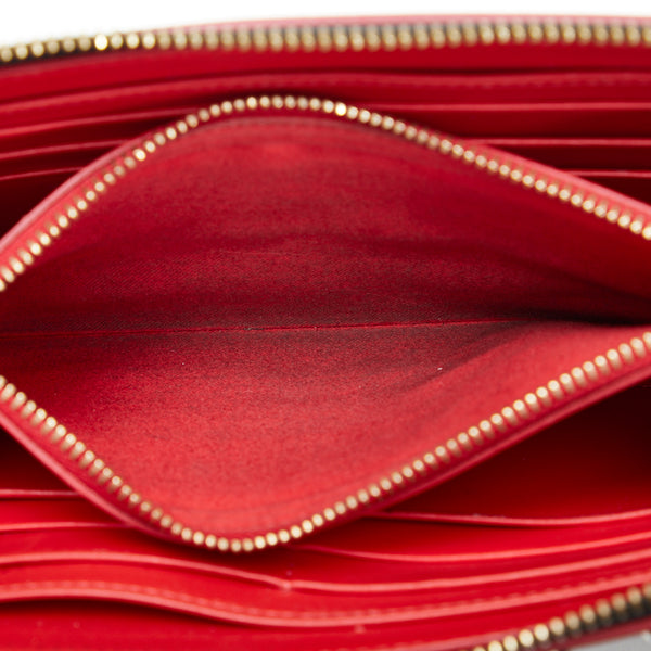 クリスチャンルブタン スタッズ レオパード 豹 ラウンドファスナー 長財布 ゴールド イエロー パテントレザー レディース Christian Louboutin 【中古】