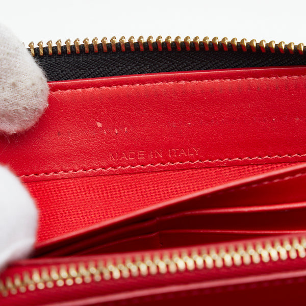 クリスチャンルブタン スタッズ レオパード 豹 ラウンドファスナー 長財布 ゴールド イエロー パテントレザー レディース Christian Louboutin 【中古】