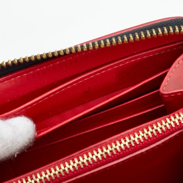 クリスチャンルブタン スタッズ レオパード 豹 ラウンドファスナー 長財布 ゴールド イエロー パテントレザー レディース Christian Louboutin 【中古】