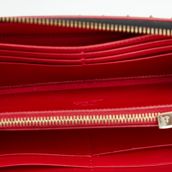 クリスチャンルブタン スタッズ レオパード 豹 ラウンドファスナー 長財布 ゴールド イエロー パテントレザー レディース Christian Louboutin 【中古】