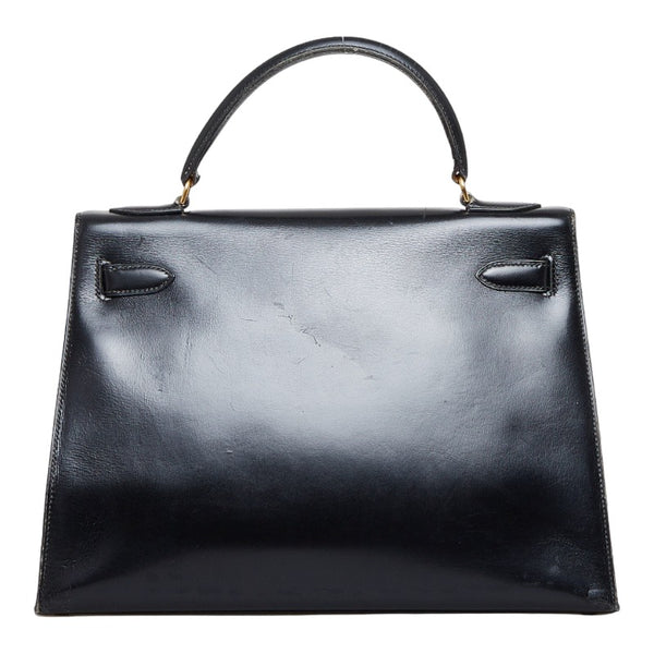 エルメス ケリー32 ハンドバッグ ブラック ゴールド ボックスカーフ レディース HERMES 【中古】