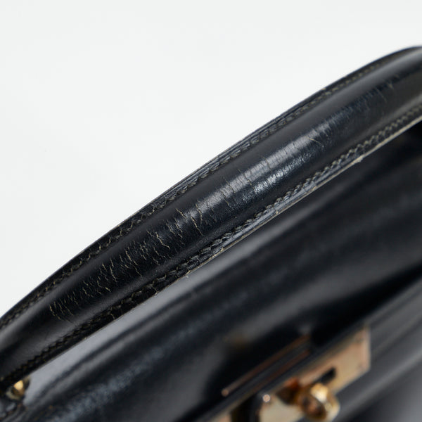 エルメス ケリー32 ハンドバッグ ブラック ゴールド ボックスカーフ レディース HERMES 【中古】