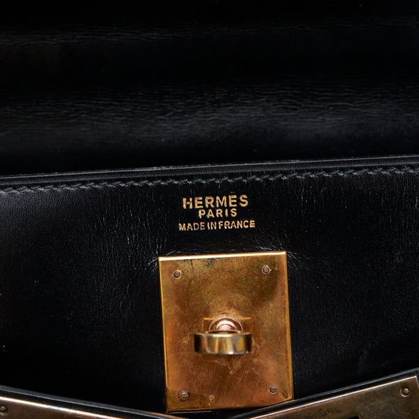 エルメス ケリー32 ハンドバッグ ブラック ゴールド ボックスカーフ レディース HERMES 【中古】