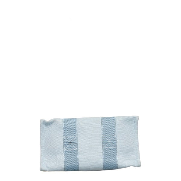 エルメス ドーヴィルMM シルバー金具 ハンドバッグ トートバッグ ライトブルー キャンバス レディース HERMES 【中古】