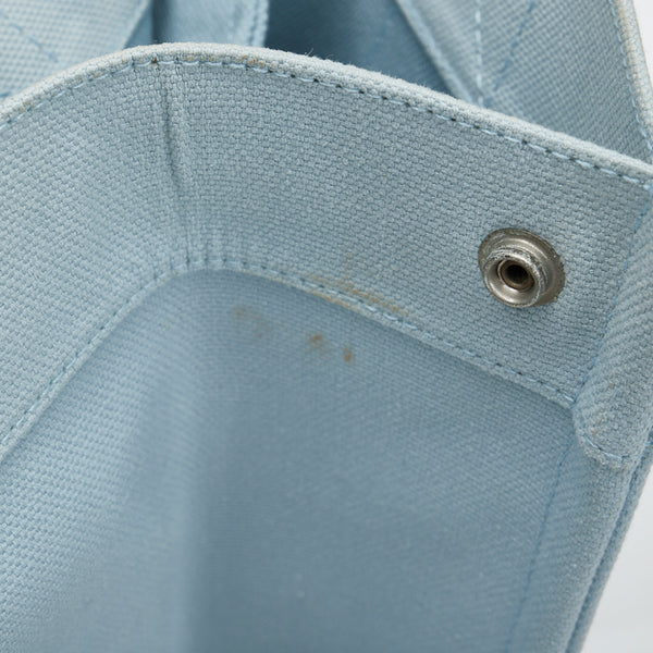 エルメス ドーヴィルMM シルバー金具 ハンドバッグ トートバッグ ライトブルー キャンバス レディース HERMES 【中古】