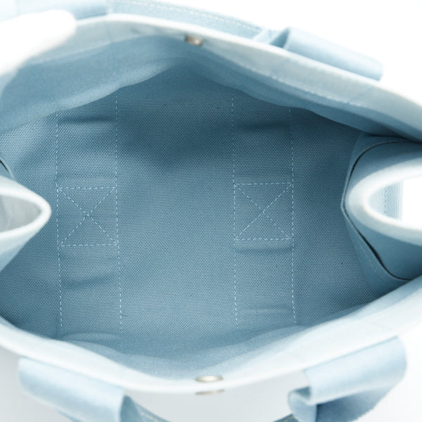 エルメス ドーヴィルMM シルバー金具 ハンドバッグ トートバッグ ライトブルー キャンバス レディース HERMES 【中古】