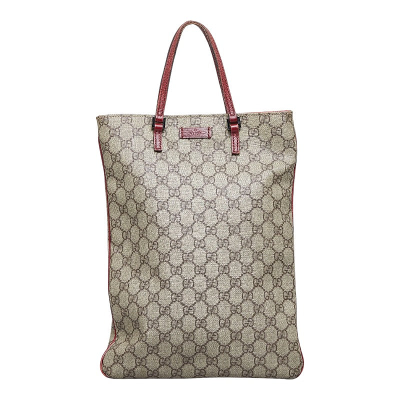 グッチ GGスプリーム ハンドバッグ トートバッグ 117551 ベージュ レッド PVC レザー レディース GUCCI 【中古】