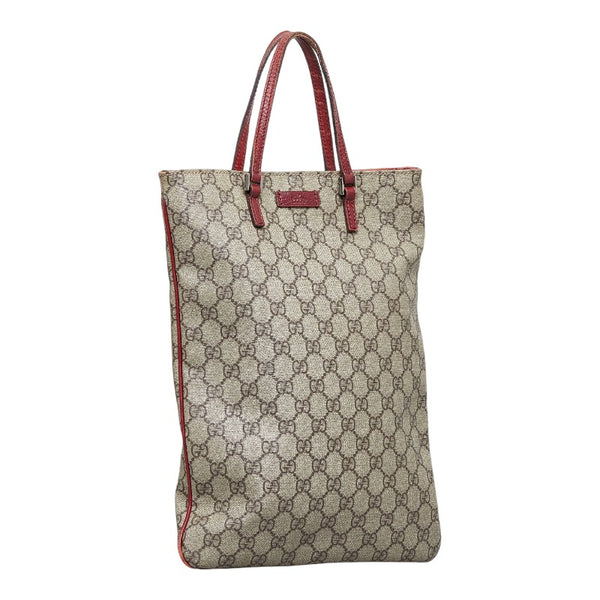 グッチ GGスプリーム ハンドバッグ トートバッグ 117551 ベージュ レッド PVC レザー レディース GUCCI 【中古】