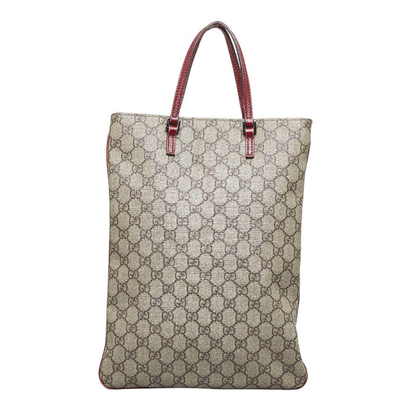 グッチ GGスプリーム ハンドバッグ トートバッグ 117551 ベージュ レッド PVC レザー レディース GUCCI 【中古】