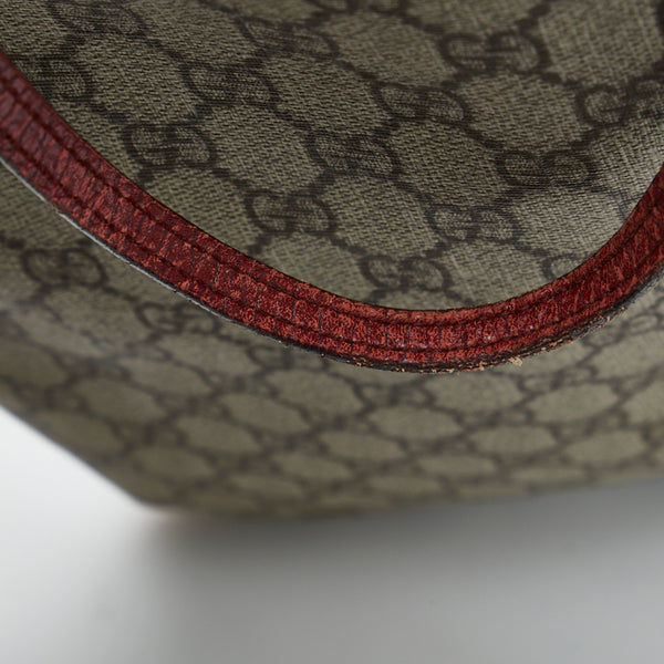 グッチ GGスプリーム ハンドバッグ トートバッグ 117551 ベージュ レッド PVC レザー レディース GUCCI 【中古】