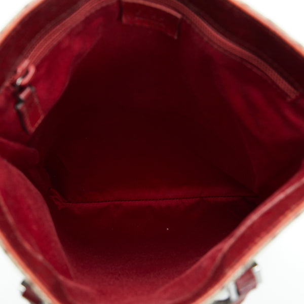 グッチ GGスプリーム ハンドバッグ トートバッグ 117551 ベージュ レッド PVC レザー レディース GUCCI 【中古】