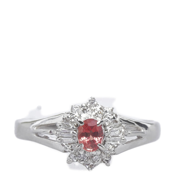 Pt900 プラチナ サファイア0.221ct ダイヤ0.12ct リング 指輪 レディース 12号 【中古】