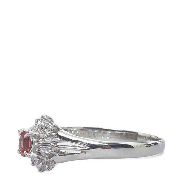Pt900 プラチナ サファイア0.221ct ダイヤ0.12ct リング 指輪 レディース 12号 【中古】