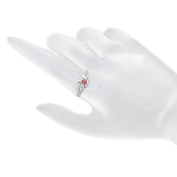 Pt900 プラチナ サファイア0.221ct ダイヤ0.12ct リング 指輪 レディース 12号 【中古】