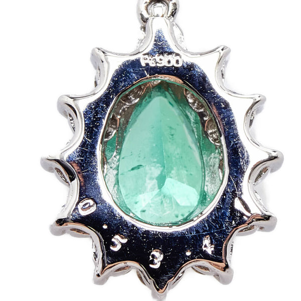 Pt900 プラチナ Pt850 プラチナ エメラルド0.58ct ダイヤ0.41ct ペンダント ネックレス レディース 【中古】
