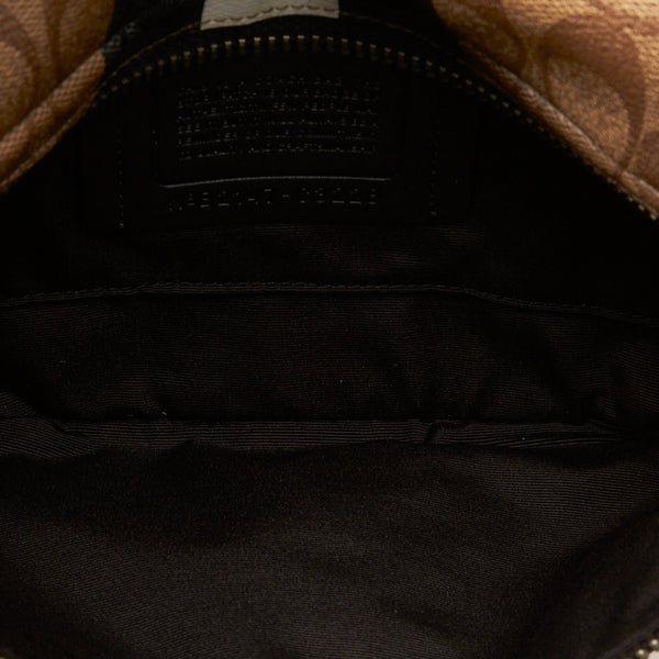 コーチ シグネチャー ヴァーシティストライプ ボディバッグ ウエストバッグ  C3228 ベージュ ブラック PVC レザー レディース COACH 【中古】