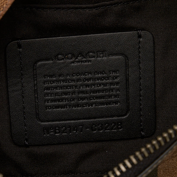 コーチ シグネチャー ヴァーシティストライプ ボディバッグ ウエストバッグ  C3228 ベージュ ブラック PVC レザー レディース COACH 【中古】