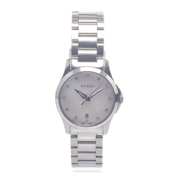 グッチ Gタイムレス 腕時計 YA126535 クオーツ ホワイト文字盤 ステンレススチール レディース GUCCI 【中古】