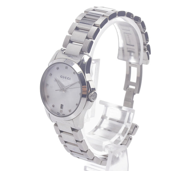 グッチ Gタイムレス 腕時計 YA126535 クオーツ ホワイト文字盤 ステンレススチール レディース GUCCI 【中古】