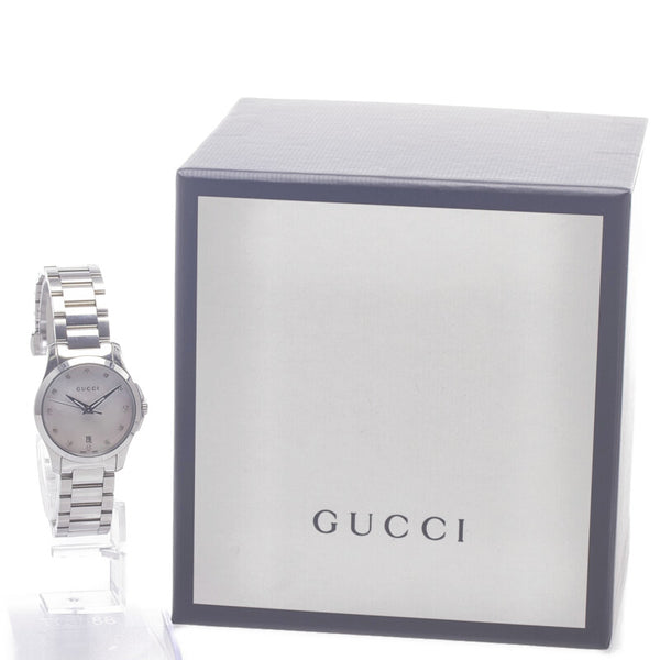 グッチ Gタイムレス 腕時計 YA126535 クオーツ ホワイト文字盤 ステンレススチール レディース GUCCI 【中古】