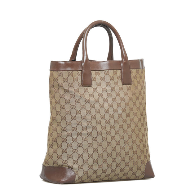 グッチ GGキャンバス トートバッグ ハンドバッグ 002 1121 ベージュ ブラウン キャンバス レザー レディース GUCCI 【中古】