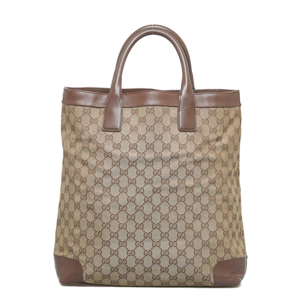 グッチ GGキャンバス トートバッグ ハンドバッグ 002 1121 ベージュ ブラウン キャンバス レザー レディース GUCCI 【中古】