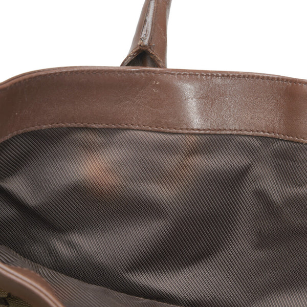 グッチ GGキャンバス トートバッグ ハンドバッグ 002 1121 ベージュ ブラウン キャンバス レザー レディース GUCCI 【中古】