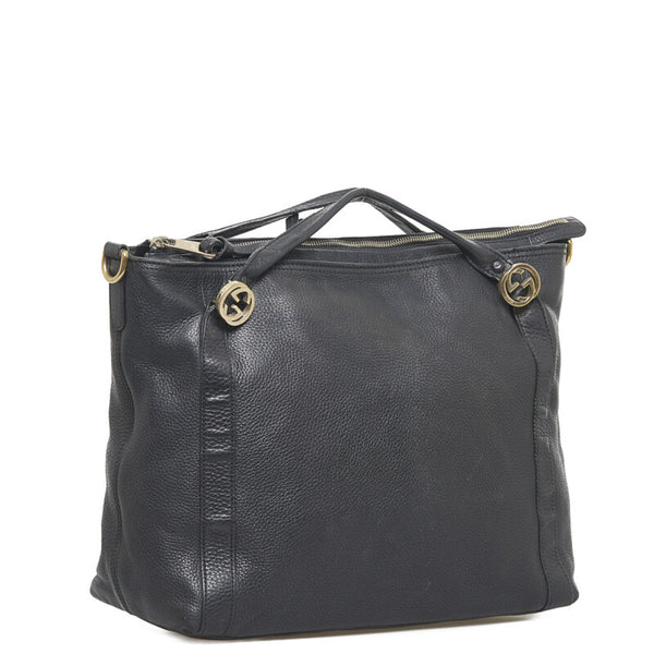 グッチ インターロッキングG ハンドバッグ 323675 ブラック レザー レディース GUCCI 【中古】