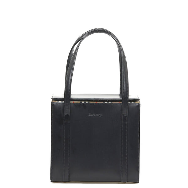 バーバリー ノバチェック シャドーホース ハンドバッグ ブラック レザー レディース BURBERRY 【中古】