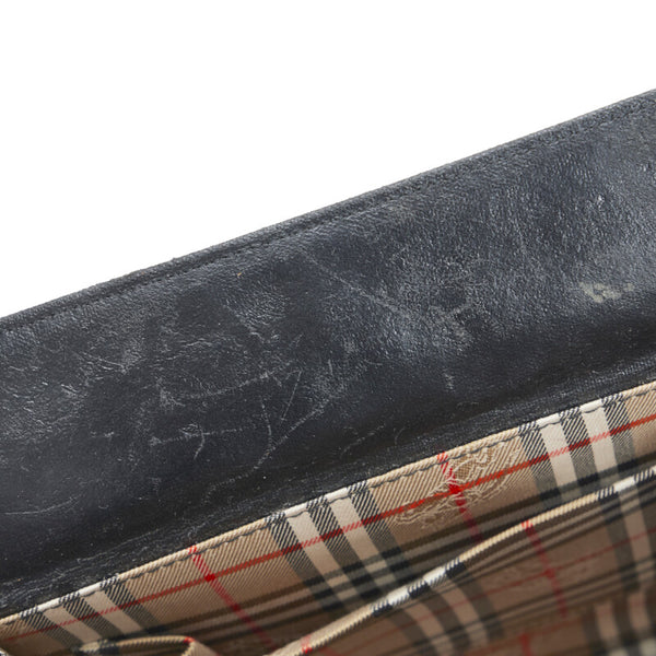 バーバリー ノバチェック シャドーホース ハンドバッグ ブラック レザー レディース BURBERRY 【中古】