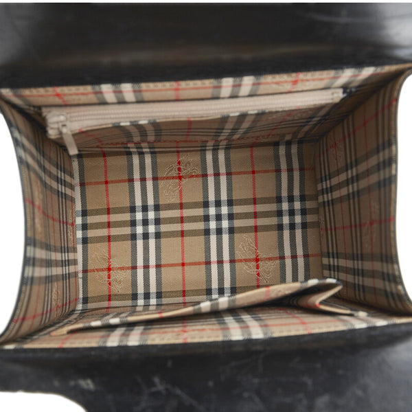 バーバリー ノバチェック シャドーホース ハンドバッグ ブラック レザー レディース BURBERRY 【中古】