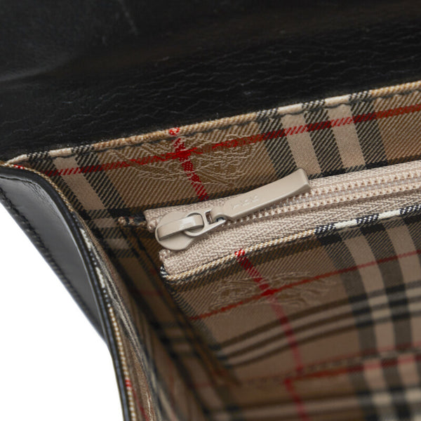 バーバリー ノバチェック シャドーホース ハンドバッグ ブラック レザー レディース BURBERRY 【中古】