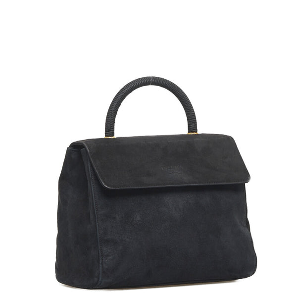 プラダ ハンドバッグ ブラック ヌバック レディース PRADA 【中古】