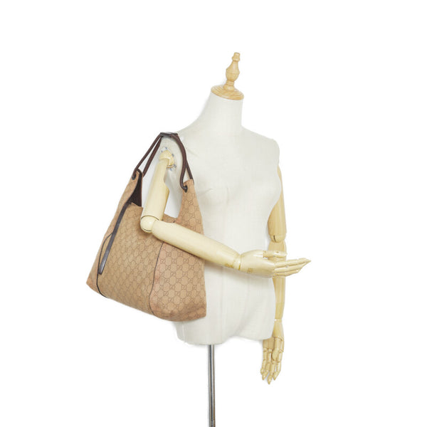 グッチ GGキャンバス ショルダーバッグ ワンショルダーバッグ 101292 ブラウン キャンバス レザー レディース GUCCI 【中古】