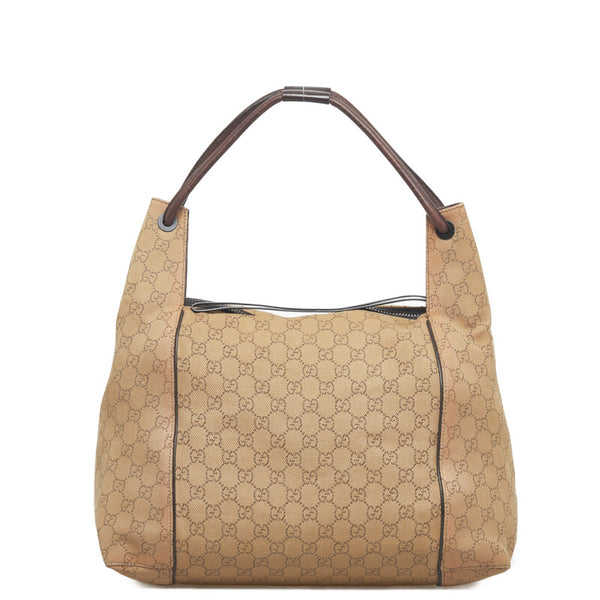 グッチ GGキャンバス ショルダーバッグ ワンショルダーバッグ 101292 ブラウン キャンバス レザー レディース GUCCI 【中古】