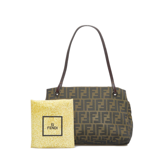 フェンディ ズッカ ハンドバッグ ワンショルダーバッグ 26619 ブラウン ナイロン レザー レディース FENDI 【中古】