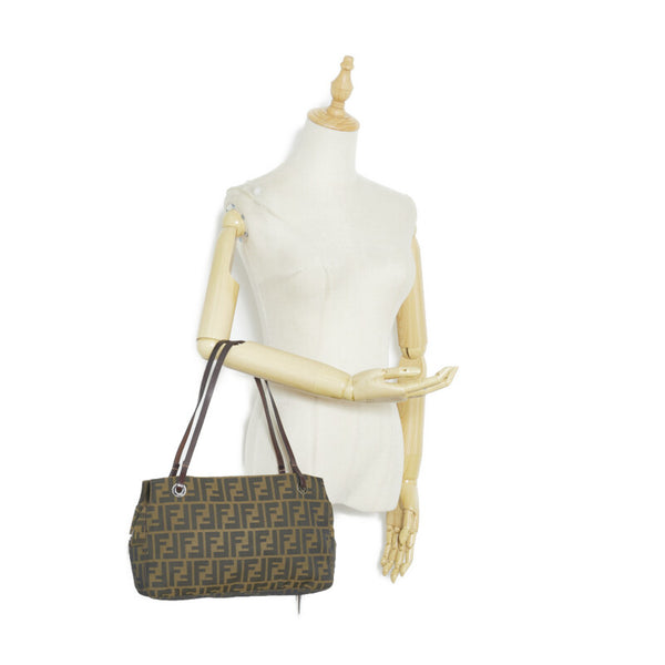フェンディ ズッカ ハンドバッグ ワンショルダーバッグ 26619 ブラウン ナイロン レザー レディース FENDI 【中古】