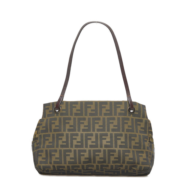 フェンディ ズッカ ハンドバッグ ワンショルダーバッグ 26619 ブラウン ナイロン レザー レディース FENDI 【中古】