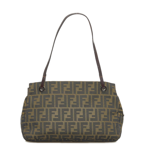フェンディ ズッカ ハンドバッグ ワンショルダーバッグ 26619 ブラウン ナイロン レザー レディース FENDI 【中古】