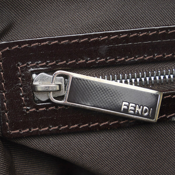 フェンディ ズッカ ハンドバッグ ワンショルダーバッグ 26619 ブラウン ナイロン レザー レディース FENDI 【中古】