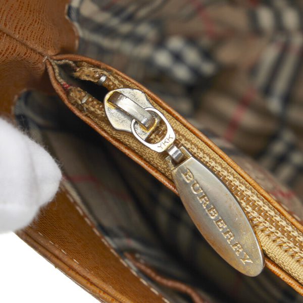 バーバリー ノバチェック シャドーホース ショルダーバッグ ブラウン レザー レディース BURBERRY 【中古】