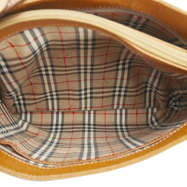 バーバリー ノバチェック シャドーホース ショルダーバッグ ブラウン レザー レディース BURBERRY 【中古】