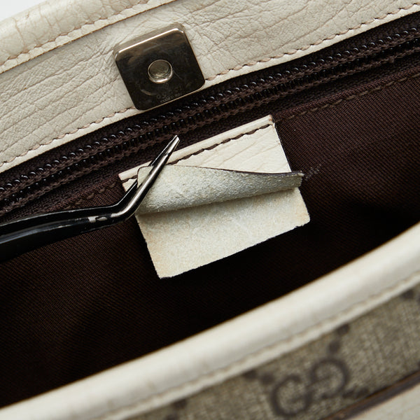 グッチ GGスプリーム ハンドバッグ トートバッグ 114595 ブラウン ホワイト PVC レザー レディース GUCCI 【中古】