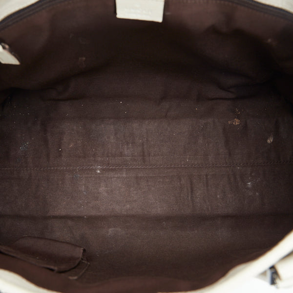 グッチ GGスプリーム ハンドバッグ トートバッグ 114595 ブラウン ホワイト PVC レザー レディース GUCCI 【中古】