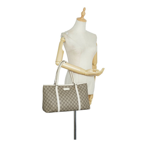 グッチ GGスプリーム ハンドバッグ トートバッグ 114595 ブラウン ホワイト PVC レザー レディース GUCCI 【中古】