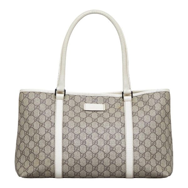 グッチ GGスプリーム ハンドバッグ トートバッグ 114595 ブラウン ホワイト PVC レザー レディース GUCCI 【中古】
