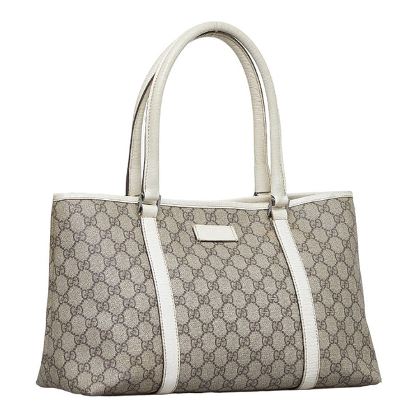 グッチ GGスプリーム ハンドバッグ トートバッグ 114595 ブラウン ホワイト PVC レザー レディース GUCCI 【中古】