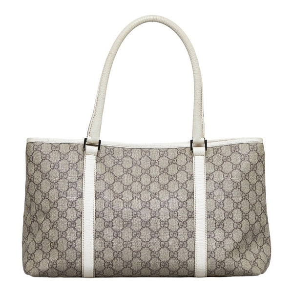 グッチ GGスプリーム ハンドバッグ トートバッグ 114595 ブラウン ホワイト PVC レザー レディース GUCCI 【中古】