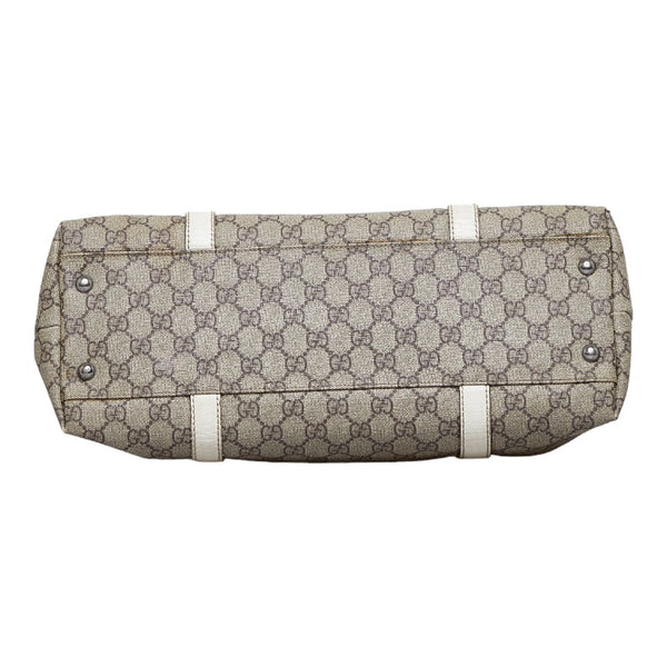 グッチ GGスプリーム ハンドバッグ トートバッグ 114595 ブラウン ホワイト PVC レザー レディース GUCCI 【中古】