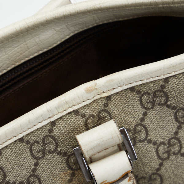 グッチ GGスプリーム ハンドバッグ トートバッグ 114595 ブラウン ホワイト PVC レザー レディース GUCCI 【中古】